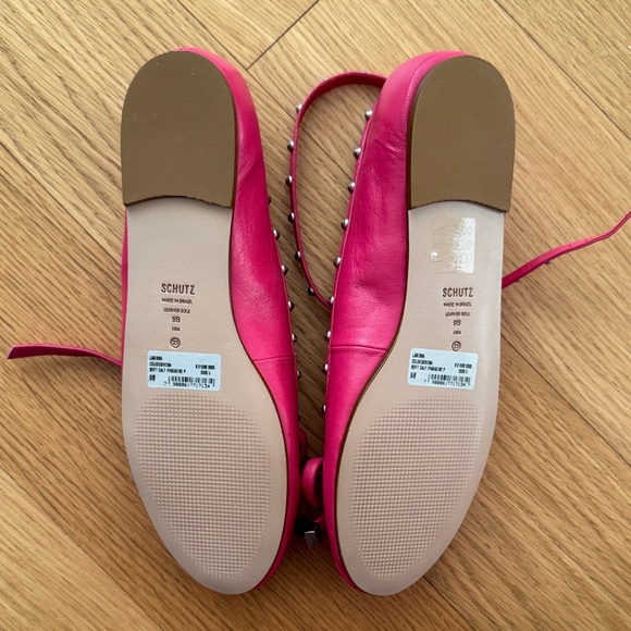 SCHUTZ bright Pink Studded Flats with Bow - Picture 5 of 6